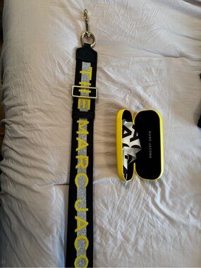 Marc Jacobs Black Strap with Yellow and Silver Logo and glasses case